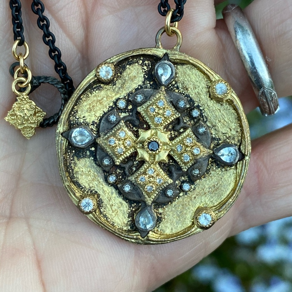 Armenta shield cross pendant